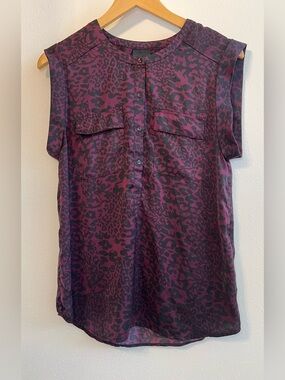 Trouvé Sleeveless Purple Leopard Print Blouse